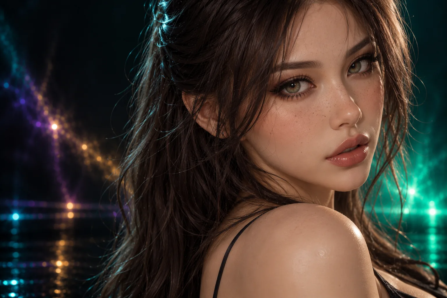 Most realistic anime dolls: silicone anime doll, extreme close-up of the face
